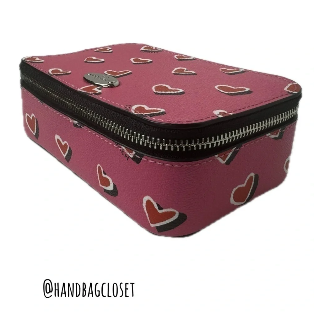 Coach Y2K Heart Travel Jewelry Box Signature Vintage 60990 Hearts